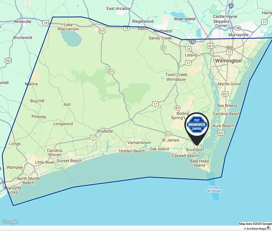 brunswick-pest-control-service-area-map-southport-nc-wlmington-nc-shallotte